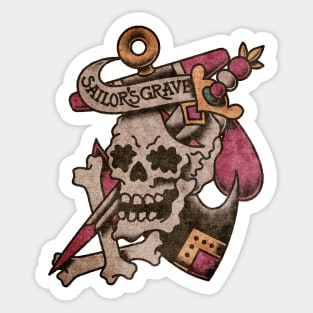 American Traditional Sailor's Grave Skull Sticker